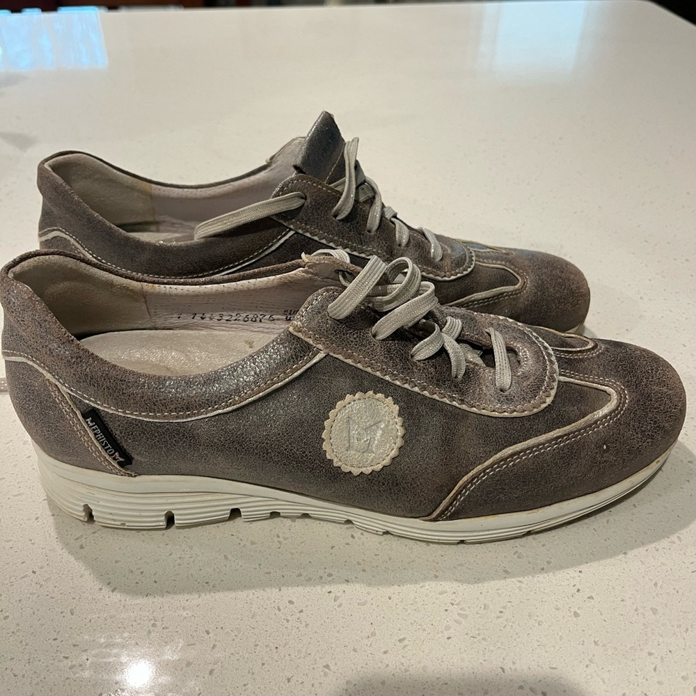 Mephisto Metallic Gray Casual  Sneakers